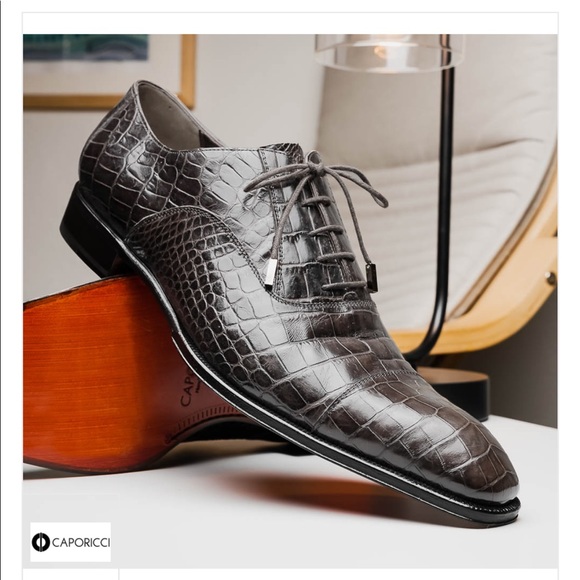 Caporicci 1114 Grey Genuine Alligator Shoes